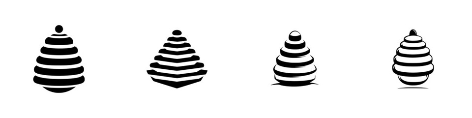 Poster - Silhouette pictogram collection featuring layered cone shapes in various styles and orientations for design and illustrative purposes