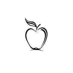 Poster - Stylized apple silhouette representing health and nutrition in minimalist design