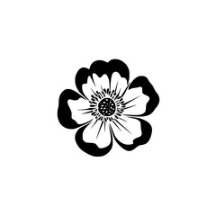 Poster - Silhouette pictogram of a flower design features bold outlines and simple shapes for versatile use in graphic projects