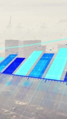 Poster - Animation of statistical data processing against aerial view of cityscape