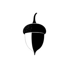Poster - Silhouette pictogram of an acorn icon in a minimalist design for nature and autumn themes