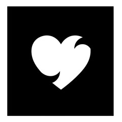 Poster - Abstract Heart Icon: A stylized white heart icon against a black background. Simple, modern, and versatile for various design projects.
