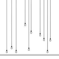 Poster - Minimalist Light Bulbs: A stark and elegant image showcases a series of light bulbs suspended from the ceiling, creating a minimalist aesthetic.