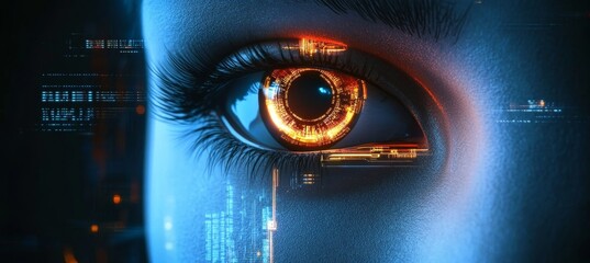 Poster - Futuristic AI System Analyzing Biometric Data Streams in a High-Tech Environment Displayed Visually