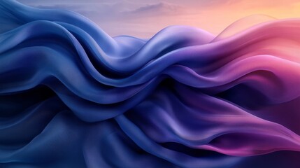 Poster - Abstract Silk Waves in Vibrant Colors, Blending Soft Gradients with Texture and Flowing Movement