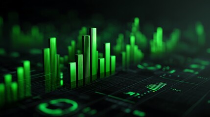 Poster - carbon emissions data statistic visualization through virtual display of icons or charts in green color