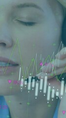 Leinwandbilder - Animation of graphs, changing numbers over caucasian customer representative taking with customer