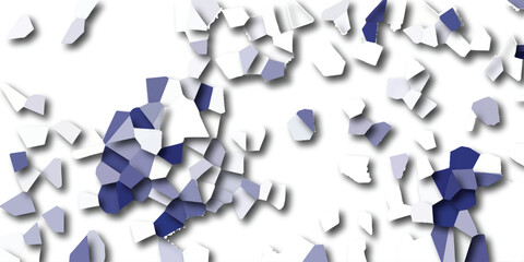 Aufkleber - Abstract geometric composition of blue and white polygon shapes scattered on a white background with shadows