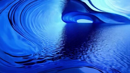 Poster - A deep blue abstract background featuring fluid textures and swirling patterns, creating a sense of depth and motion