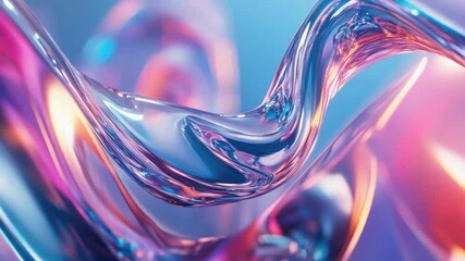 Wall Mural - Glistening liquid artwork in vibrant colors, creating an illusion of flower petals and light reflections on shiny surface.