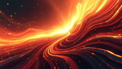 Fototapete - Abstract dynamic background illustration featuring vibrant flowing energetic motion. Colourful artistic composition with futuristic design, energy streams, bright waves, fire. Suitable for websites,