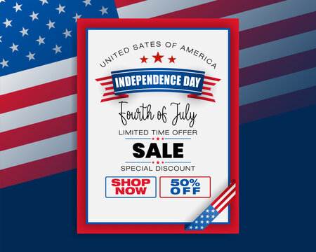 Holiday background with handwriting texts and national flag colors for Fourth of July, American Independence day, sales, commercial events; Vector illustration.