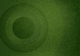Poster - Abstract linear bright green circles with grunge grainy texture background. Geometric vector design