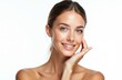 © Vadym - Portrait beautiful young woman with perfect clean skin. Natural makeup on female face, healthy skin care. Isolated white background. Wellness, beauty concept, smooth soft skin, fresh healthy look.