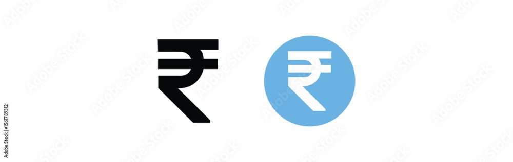 rupee icon set in two styles isolated on white background . Vector ...
