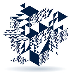Poster - Isometric 3D cubes vector abstract background, geometric abstraction art modern architecture city buildings theme, cubic shapes and forms composition lowpoly style.