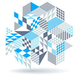 Poster - Isometric 3D cubes vector abstract geometric background, abstraction art polygonal graphic design wallpaper, cubic shapes and forms composition lowpoly style.