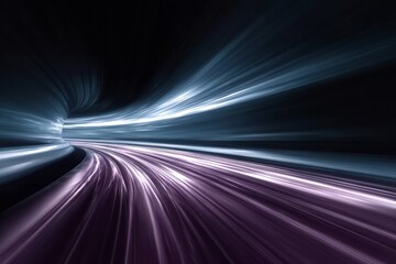 Poster - Futuristic Tunnel with Dynamic Streaks of Light, Speeding Through Time and Space in Vibrant Colors