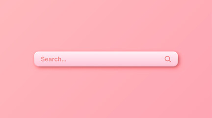 Fototapete - Colorful 3d search bar template. Internet browser engine with search box, address bar and text field. UI design, website interface element with web icons and push button. Vector illustration