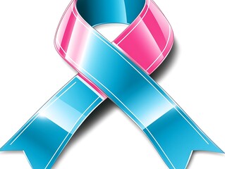 Poster - A two colored ribbon design with intertwined blue and pink sections