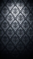Poster - Elegant Damask Wallpaper Pattern in Dark Gray, Perfect for Gothic and Baroque Interior Designs