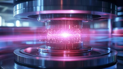 A futuristic scene of a quantum computer emitting a digital security field, ensuring ultra-secure data encryption for the future of business