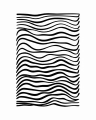 Poster - Black and white abstract pattern featuring a series of horizontal wavy lines stacked vertically on page