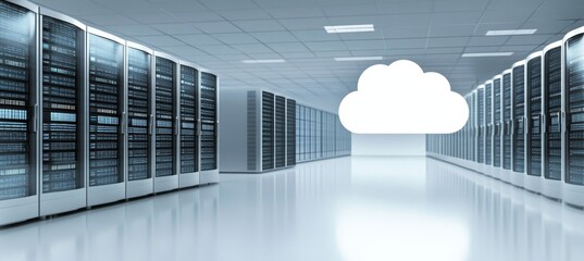 Poster - Modern Data Center with Advanced Cloud Computing Technology and High-Capacity Data Servers Storage