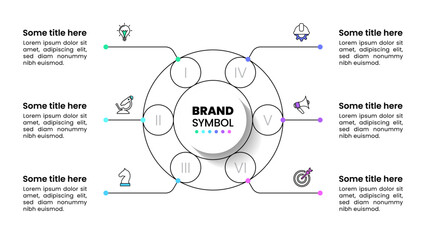 Poster - Infographic template. Circle with lines and 6 steps