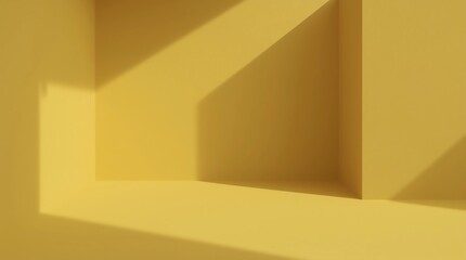 Fototapete - Empty room interior design or yellow pedestal display on vivid background with blank stand. Blank stand for showing product. 3D rendering