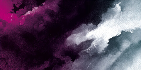 Aufkleber - A purple and black backdrop with abundant smoke rising from both the top and bottom corners. abstract vintage randomly painted canvas, fabric with color paint spots and blots texture for design	