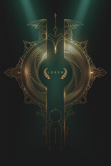 Wall Mural - golden ornate frame with light effect