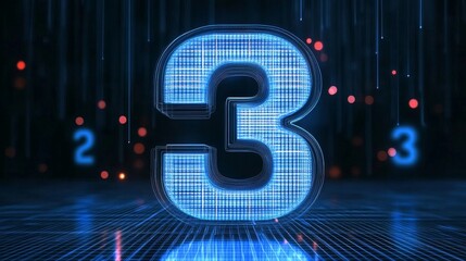 Poster - Futuristic Abstract Presentation with Glowing Neon Numbers and Digital Matrix Elements in Tech