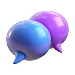 Fototapete - Two glossy speech bubbles in blue and purple isolated on transparent background