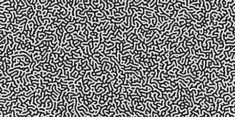 Poster - Turing reaction diffusion monochrome seamless pattern with chaotic motion .Linear design with biological shapes. Organic lines in memphis. abstract turing organic wallpaper background .	