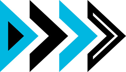 Poster - Black and blue abstract, flat geometric design.