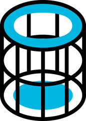 Poster - Black and blue abstract, flat geometric design.