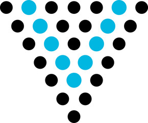 Poster - Black and blue abstract, flat geometric design.