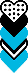 Poster - Black and blue abstract, flat geometric design.