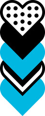 Poster - Black and blue abstract, flat geometric design.