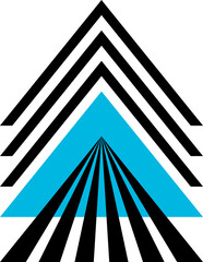 Poster - Black and blue abstract, flat geometric design.