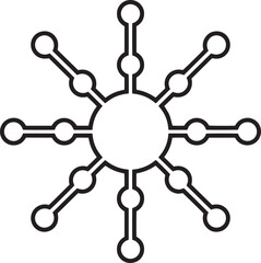 Fototapete - Modern Radial Tech Node Connection Network Symbol – Vector Icon Design, Digital Connection Symbol, Tech Node Diagram, Circular Data Network, Abstract Web Structure