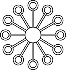 Fototapete - Minimal Centralized Data Network Icon Circular Node Diagram Vector, Radial Tech Symbols, Minimal Hub Symbol, Tech Circle Diagram, Data Flow Icon