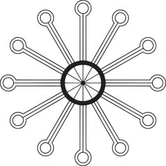 Fototapete - Minimal Centralized Data Network Icon Circular Node Diagram Vector, Radial Tech Symbols, Minimal Hub Symbol, Tech Circle Diagram, Data Flow Icon