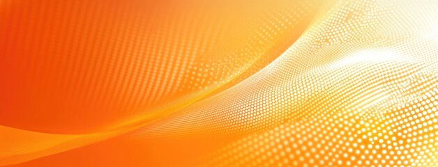 Wall Mural - Dotted Curve Mesh on Orange Backdrop, Flowing Wave with Halftone Points Abstract