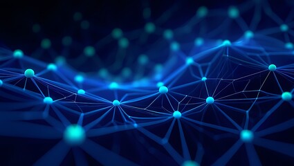 Wall Mural - abstract blue space background with glowing stars, fractal waves, and laser light patterns
