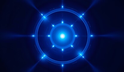 Circular Array of Blue Lights Emitting Radiant Beams
