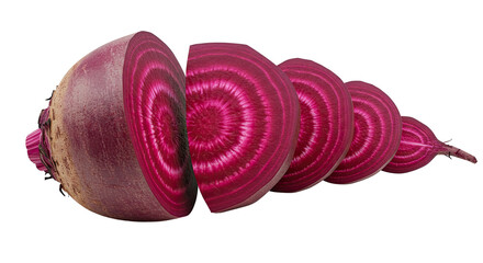 Poster - A cross-section of a beetroot showing concentric rings, isolated on a black background