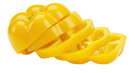 Poster - Close up of a sliced yellow bell pepper isolated on a white and yellow background