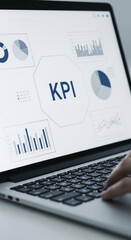 Poster - Laptop screen displays KPI data, charts, and graphs, representing business analytics and performance monitoring
